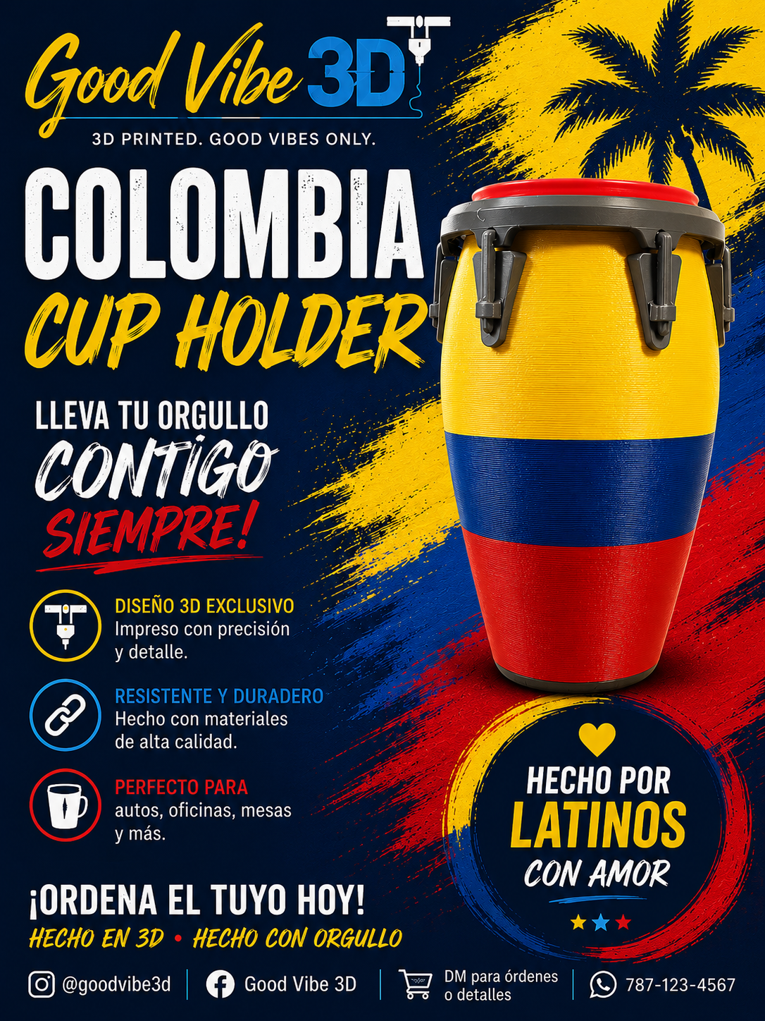 Colombia conga cup holder impreso en 3D por GoodVibes3D