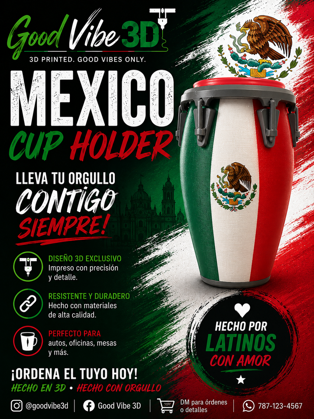 México conga cup holder impreso en 3D por GoodVibes3D