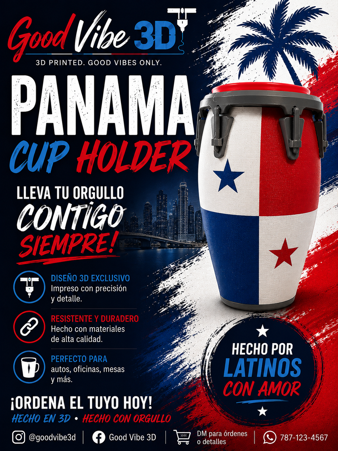 Panamá conga cup holder impreso en 3D por GoodVibes3D