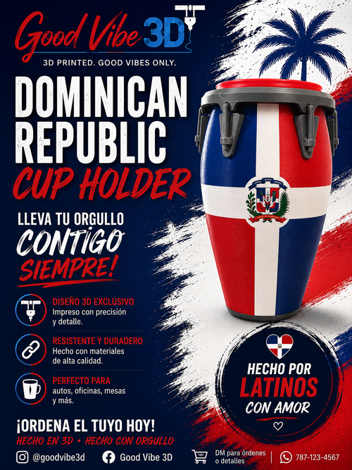 República Dominicana conga cup holder impreso en 3D por GoodVibes3D