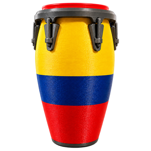 Illustrative Colombia conga-style drink holder on transparent background.